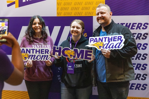 Prospective student and their family members at a Panther Visit Day.