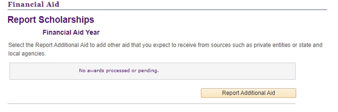 Screenshot showing Report Additional Aid button link