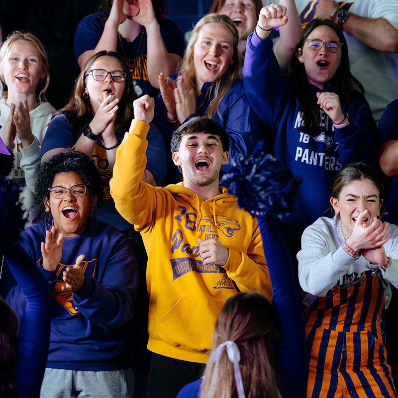 UNI students cheering in the stands