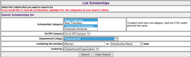 Searching for a Scholarship